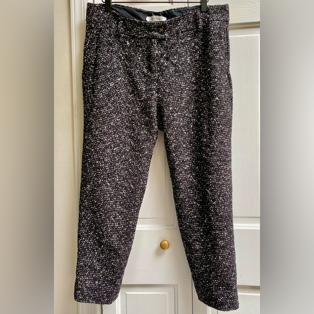 Yves Saint Laurent Black And White Tweed Women’s Pants. Waist 17” Inseam 27”
